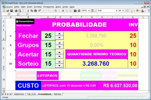 More information about "Planilha de cálculo de matrizes, custo, download (simples) dos resultados,..."