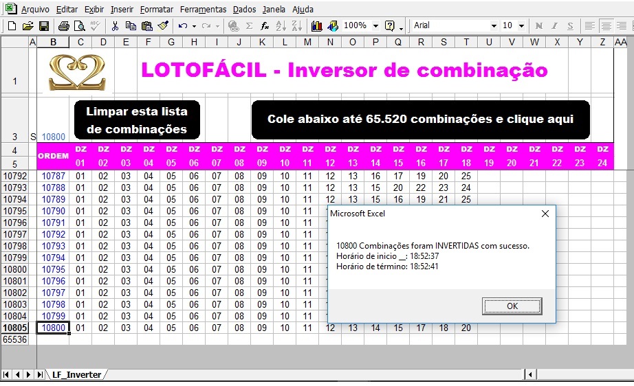 More information about "[versão 1.1] LOTOFÁCIL Planilha de inversão de matrizes"