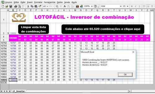 [versão 1.1] LOTOFÁCIL Planilha de inversão de matrizes