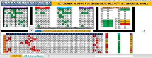 LTMania 60-40 = 30 Linhas de 40 e 120 Linhas de 30 (Versão Extra Planilha Kazu Errar+ Acertar+)