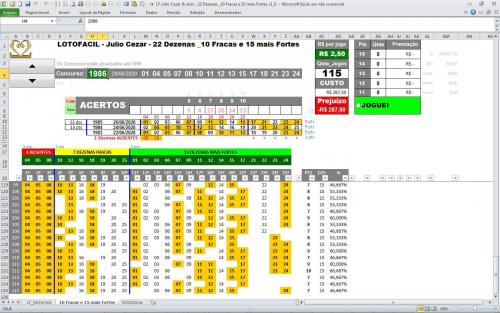 More information about "LOTOFACIL Julio Cezar & dois - 22 Dezenas _10 Fracas e 15 mais Fortes"