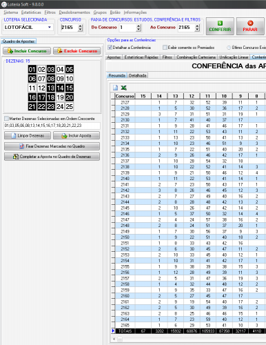 Lotofácil - 5 Matrizes de 18,19,20,21,22 dzs com fechamentos de 14 Pontos 100% somente até o concurso 2165