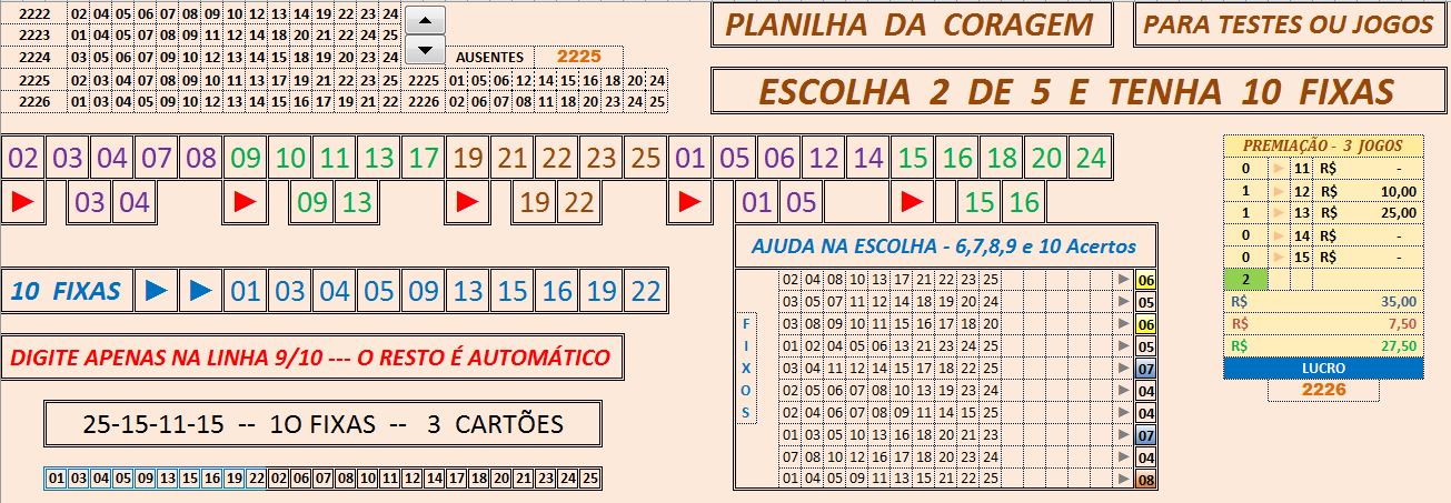 More information about "Planilha da Coragem -- Escolha 2 de 5 e forme 10 Fixas"