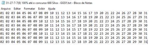 Dia de Sorte - Matriz 31-27-7-7(8) 100% até o concurso 668 Silva - GGS!!!