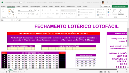 More information about "Planilha Grátis Fechamento  Loto fácil para aumentar suas chances de ganhar com 14 e 15 pontos (sem vírus)"