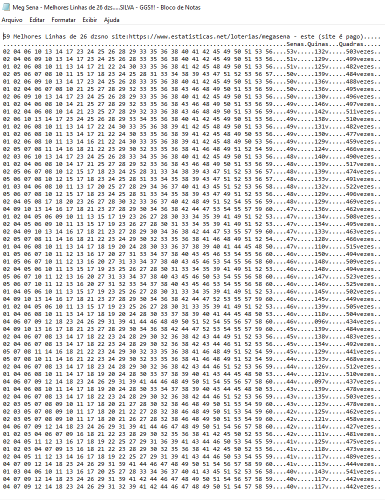 More information about "59 Melhores Linhas de 26 dzs encontradas para Mega Sena!!!"