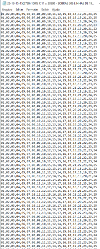 More information about "297 Linhas de 19 dzs para Loterias Alternativas para usar entre os concursos 3762 até 3768!!!"