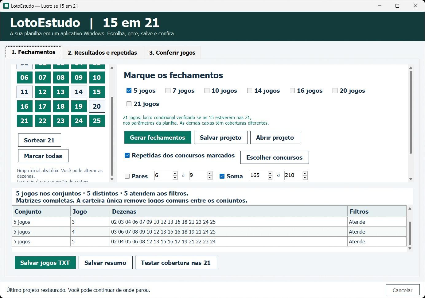 More information about "Lucro se 15 em 21 - Appzinho"